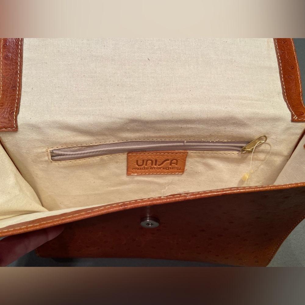 Unisa, Ostrich‎ Leather, Envelope Style Clutch, Handbag, Bag - Picture 4 of 6